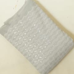Grey Colour Georgette Chikan Embroidered Fabric