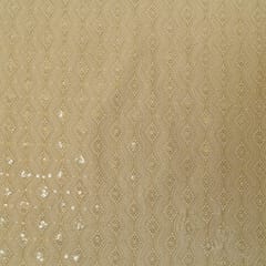 Biege Colour Georgette Chikan Embroidered Fabric