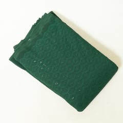 Bottle Green Colour Georgette Chikan Embroidered Fabric