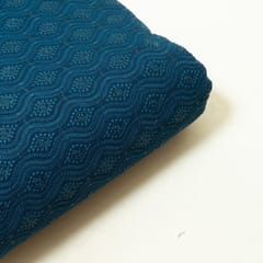 Teal Blue Colour Georgette Chikan Embroidered Fabric