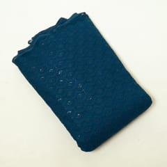 Teal Blue Colour Georgette Chikan Embroidered Fabric