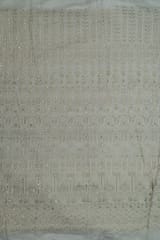 White Colour Dyeable Georgette Thread Embroidered Fabric