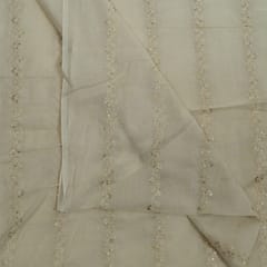 Off White Colour Dyeable Mal Cotton Embroidered Fabric