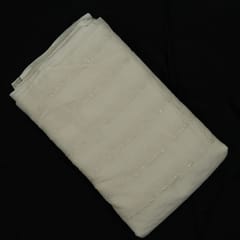 Off White Colour Dyeable Mal Cotton Embroidered Fabric