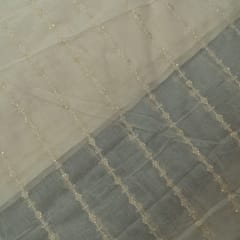 Off White Colour Dyeable Mal Cotton Embroidered Fabric