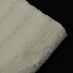 Off White Colour Dyeable Mal Cotton Embroidered Fabric