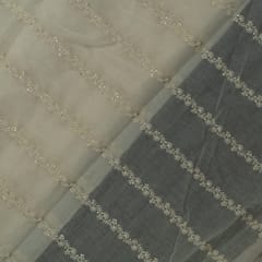 Off White Colour Dyeable Mal Cotton Embroidered Fabric