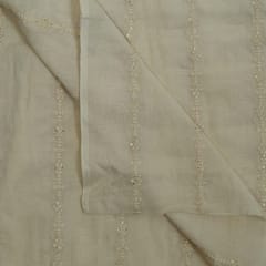 Off White Colour Dyeable Mal Cotton Embroidered Fabric
