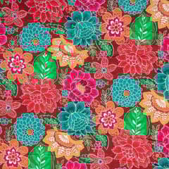 Maroon Colour Viscose Crepe Print with Embroidered Fabric