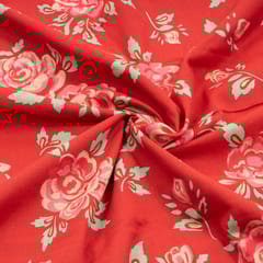 Red Colour Cotton Flex Printed Fabric