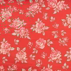 Red Colour Cotton Flex Printed Fabric