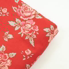 Red Colour Cotton Flex Printed Fabric