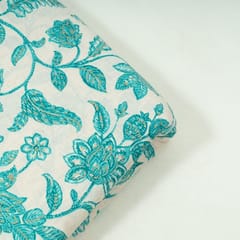 Sea Green Colour Cotton Flex Printed Fabric