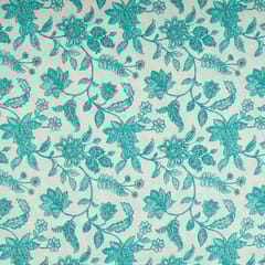 Sea Green Colour Cotton Flex Printed Fabric