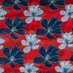 Red Colour Viscose Organza Digital Printed Fabric