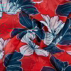 Red Colour Viscose Organza Digital Printed Fabric