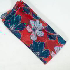 Red Colour Viscose Organza Digital Printed Fabric
