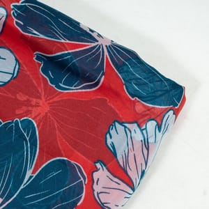 Red Colour Viscose Organza Digital Printed Fabric