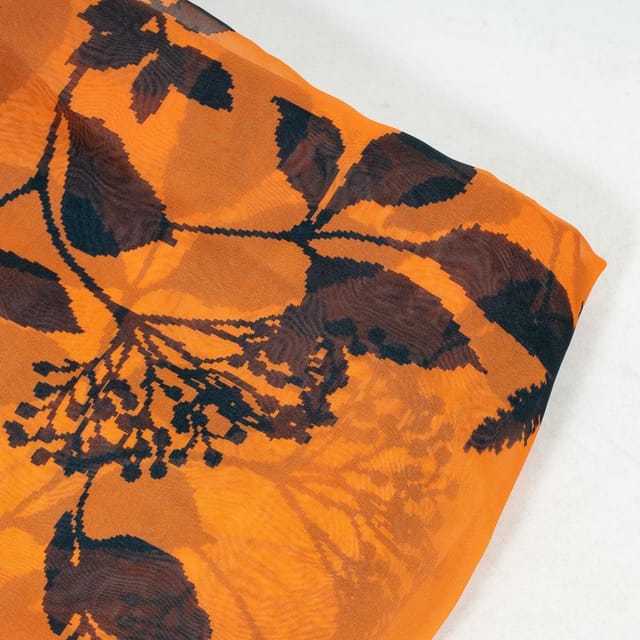 Orange Colour Viscose Organza Digital Printed Fabric