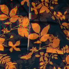 Black Colour Viscose Organza Digital Printed Fabric