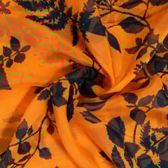 Orange Colour Viscose Organza Digital Printed Fabric