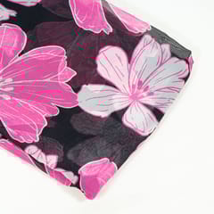 Black Colour Viscose Organza Digital Printed Fabric