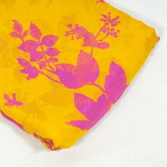 Yellow Colour Viscose Organza Digital Printed Fabric