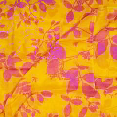 Yellow Colour Viscose Organza Digital Printed Fabric