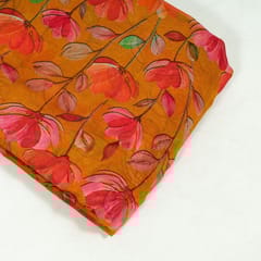 Mustard Colour Viscose Organza Digital Printed Fabric