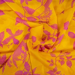 Yellow Colour Viscose Organza Digital Printed Fabric
