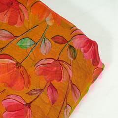 Mustard Colour Viscose Organza Digital Printed Fabric
