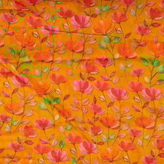 Mustard Colour Viscose Organza Digital Printed Fabric