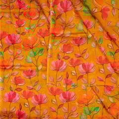 Mustard Colour Viscose Organza Digital Printed Fabric