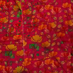 Majenta Colour Viscose Organza Digital Printed Fabric