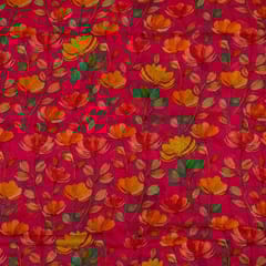 Majenta Colour Viscose Organza Digital Printed Fabric