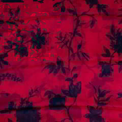 Majenta Colour Viscose Organza Digital Printed Fabric