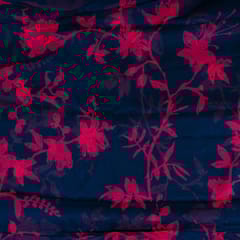 Blue Colour Viscose Organza Digital Printed Fabric