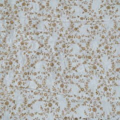 White Dyeable Viscose Velvet Embroidered Fabric