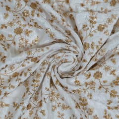 White Dyeable Viscose Velvet Embroidered Fabric