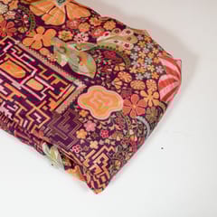 Purple Colour Jacquard Silk Printed Fabric