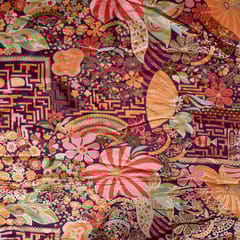 Purple Colour Jacquard Silk Printed Fabric