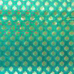 Green with Dark Green Colour Silk Shibori Booti Fabic