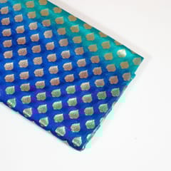 Blue with Firozi Colour Silk Shibori Booti Fabric