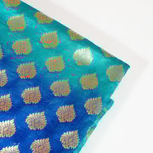 Blue with Firozi Colour Silk Shibori Booti Fabric