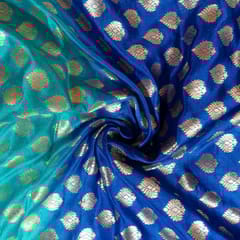 Blue with Firozi Colour Silk Shibori Booti Fabric