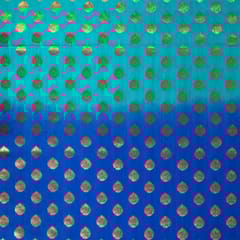 Blue with Firozi Colour Silk Shibori Booti Fabric