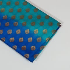 Blue with Firozi Colour Silk Shibori Booti Fabric