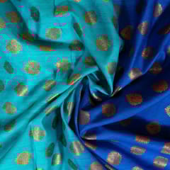 Blue with Firozi Colour Silk Shibori Booti Fabric