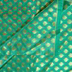 Green with Dark Green Colour Silk Shibori Booti Fabic