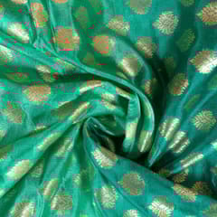 Green with Dark Green Colour Silk Shibori Booti Fabic